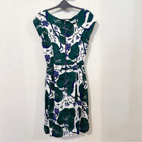 Lands End Ivy Print Lined Sheath Dress Size 12 EUC Art Nouveau Vintage Inspired - Picture 2 of 5